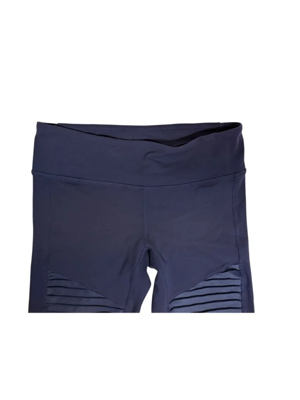 Alo Yoga Moto Leggings Womens Size M Navy Blue Athletic Athleisure Stretch Mesh